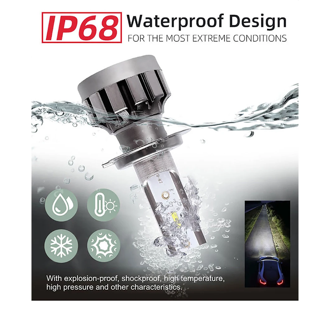 

MINI Car Headlight H7 Led Bulb H1 H3 H4 H11 9005 9006 HB3 HB4 Auto CSP 1860 Chip h4 Led Headlight Kit Headlamp Lampada 6000k 72w