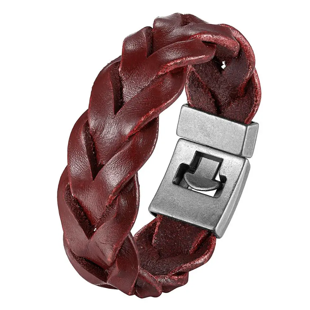 Мужской кожаный браслет в классическом стиле простые кнопки нейтральные