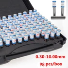 0,30-10,00 мм Шаг 0,1 мм сталь Калибр контактный датчик измерения гладкая калиберная пробка Pin измерительный инструмент 98 шт.кор.