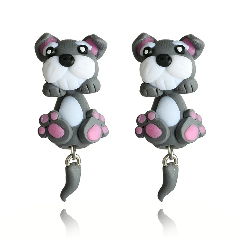 Евро-американский стиль милые трехмерные мягкие керамические серьги с животными