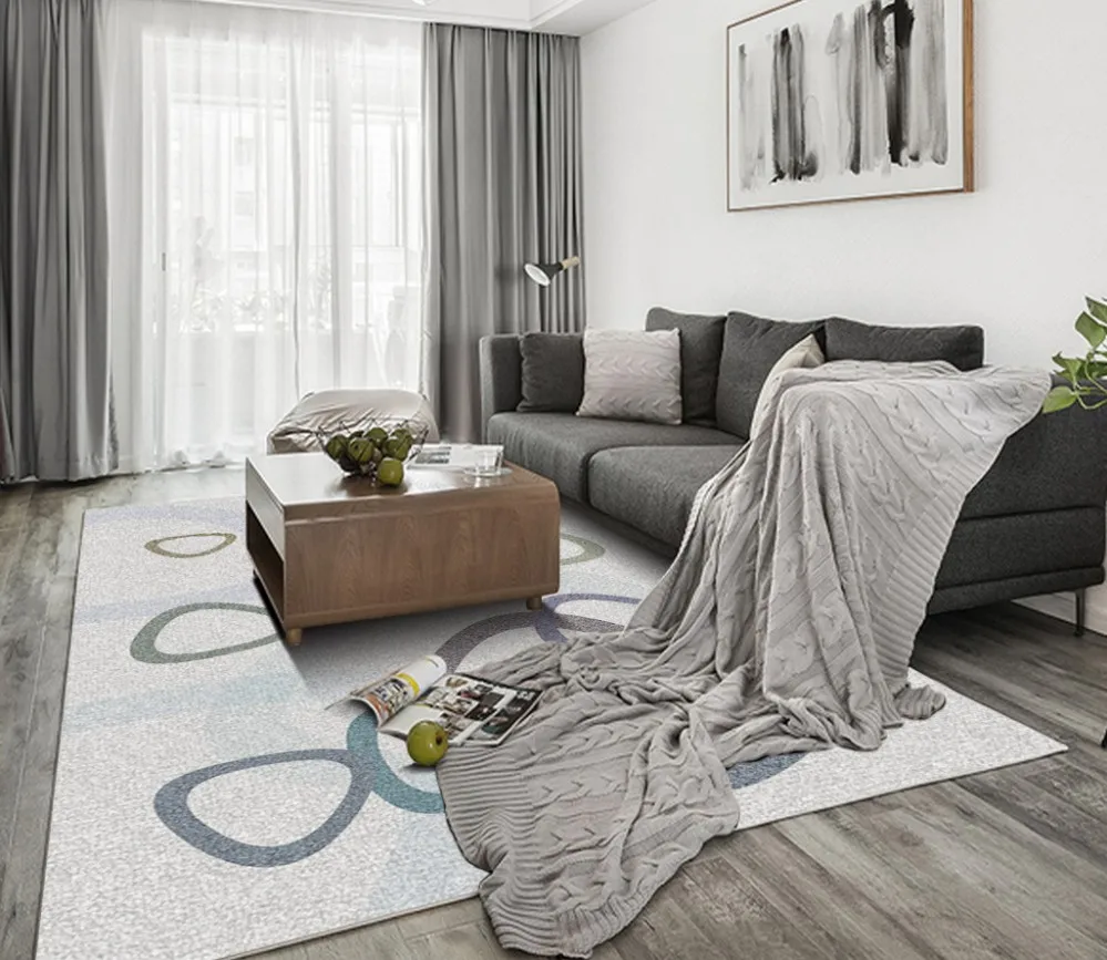 Ручная роспись свежий геометрический узор спальня гостиная ковер живопись пол 3d