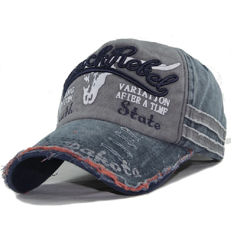 

Denim Baseball Cap Woman Hole Letter Snapback HipHop Sports Caps Men Cotton Casual Sun Hat Trucker Retro Bone Adjustable Gorras
