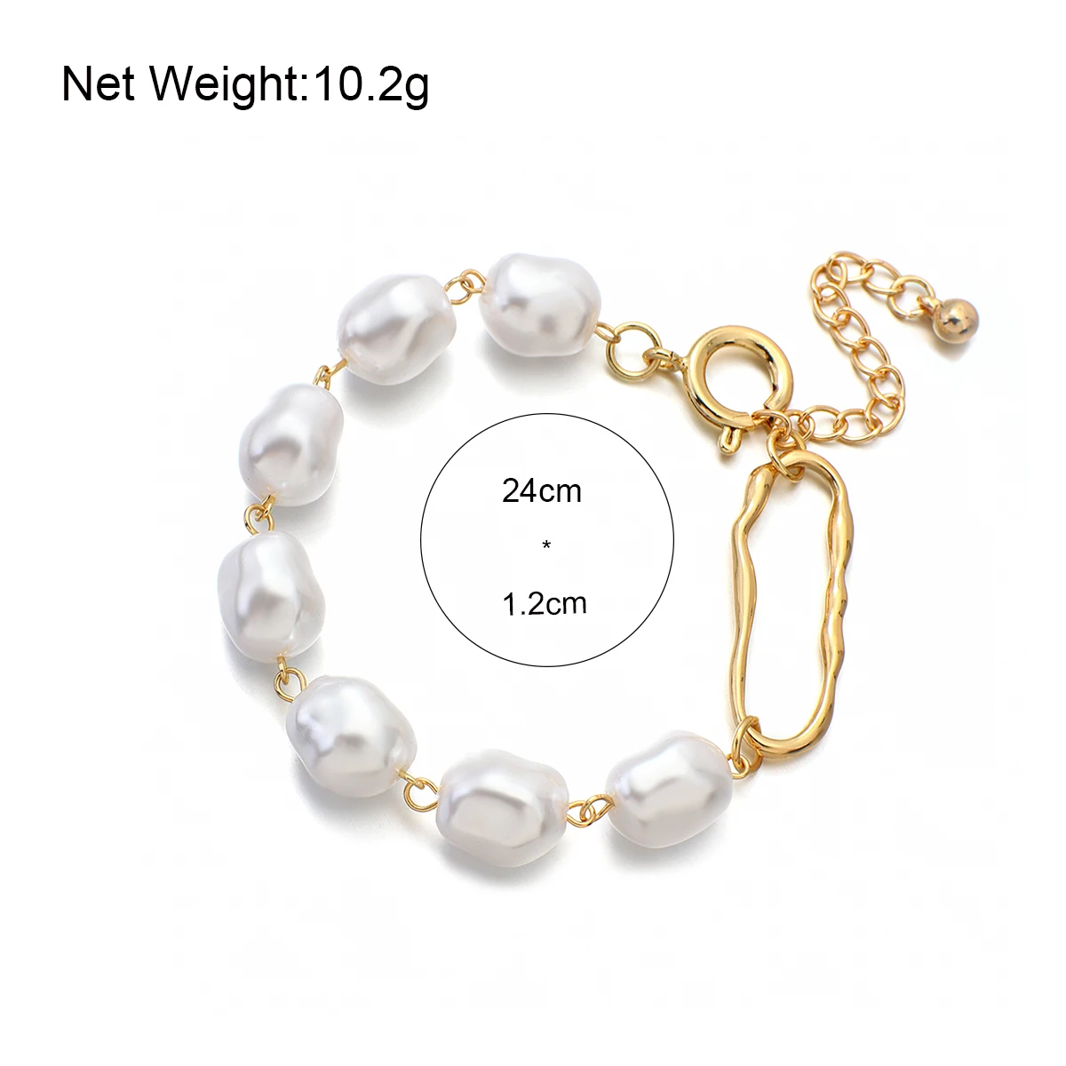 

Flashbuy Irregular Baroque Pearl Bracelets & Bangles for Women Gold Color Metal Geometric Bracelet Fashion Jewelry