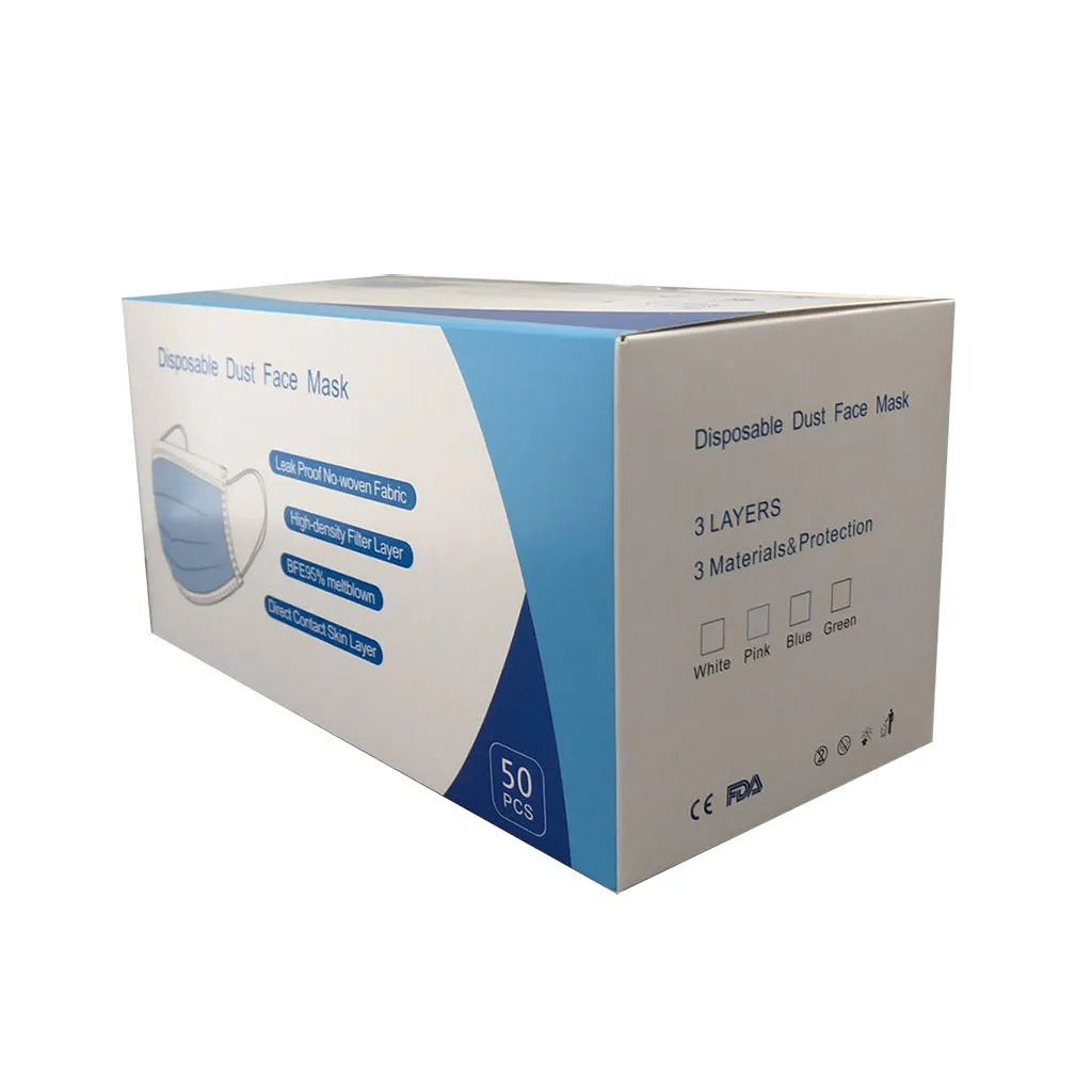 Одноразовая упаковочная коробка для маски на заказ цветная английском языке