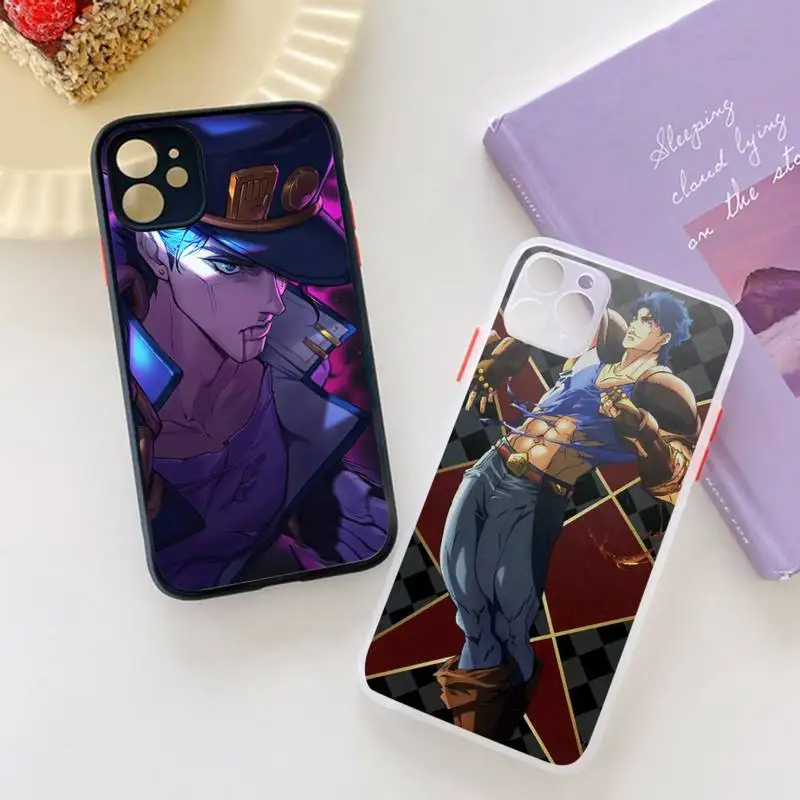 

JoJo Bizarre Adventure Phone Case for iPhone 13 12 XS 11 pro max mini se2020 7 8 plus X XR color white matte transparent coque