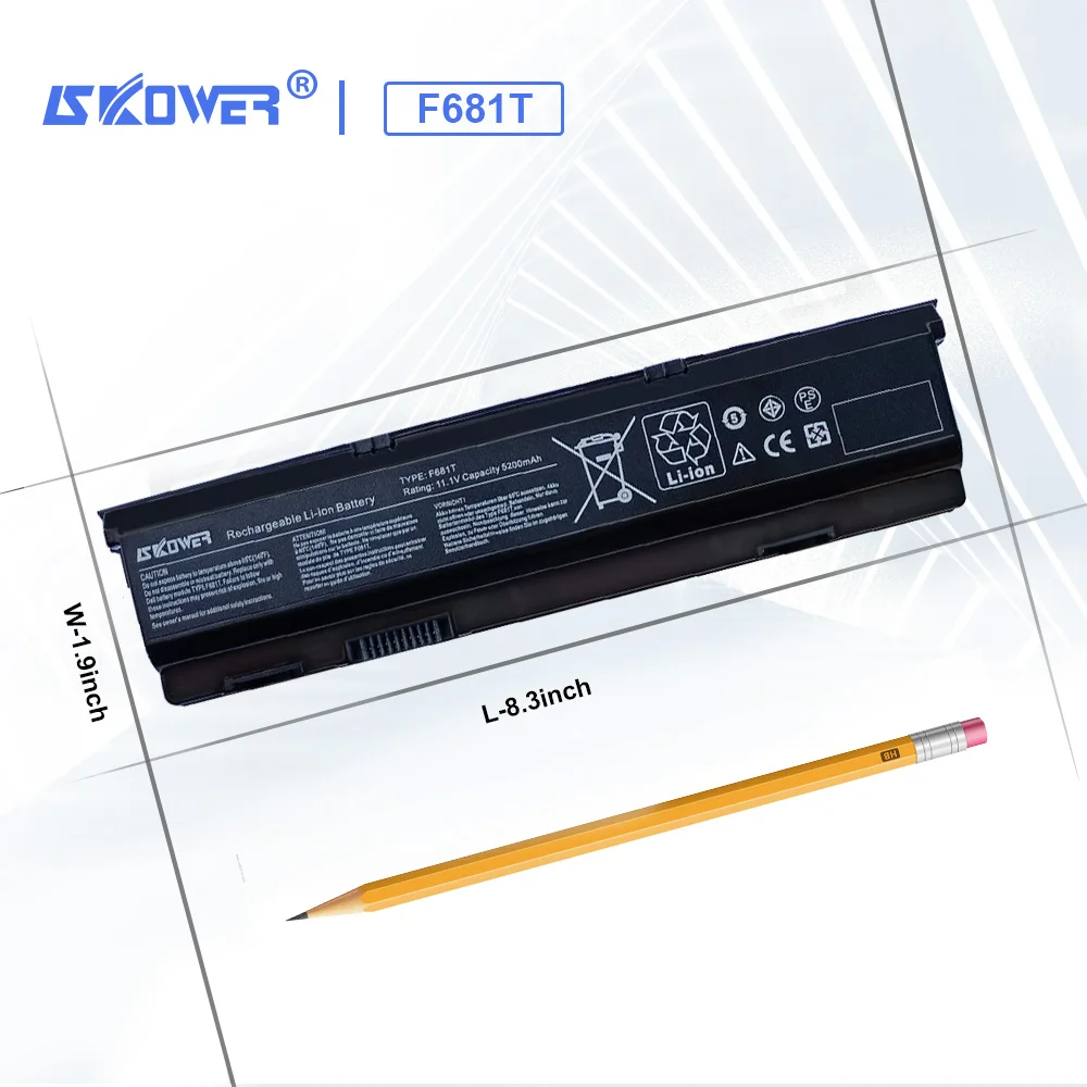 Аккумулятор SKOWER F681T для ноутбука Dell Alienware M15X P08G D951T SQU-722 SQU-724 T780R 312-0210 11 1 В/5200 мА · ч |