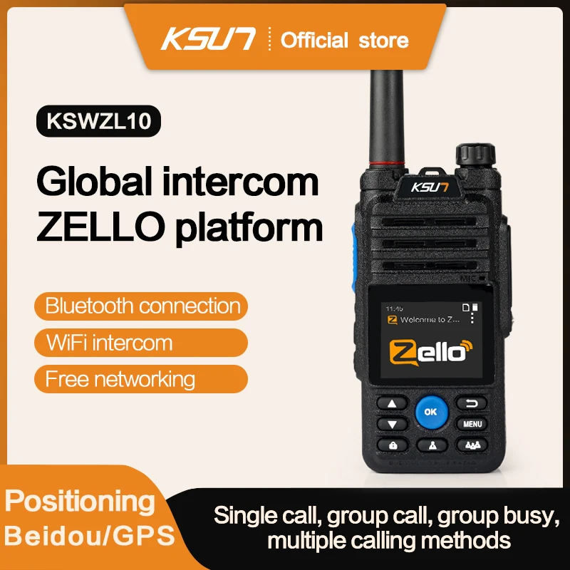 Zello Smartphone Radio Walkie Talkie 4g Network Work With Sim Card Long Range 100 Km Woki Toki KSUN ZL10 GPS Wifi Two Way Radio