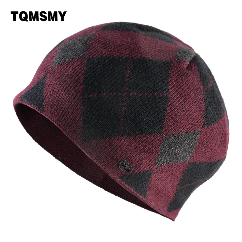 Шапки с алмазным узором для мужчин зимние вязаные шерстяные шапочки хип хоп