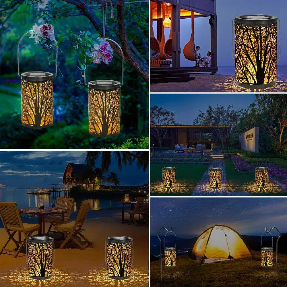 

Solar Light Lantern Iron Art Hanging Projection Lamp Outdoor Waterproof Park Garden Lawn Balcony Corridor Decorative Projection
