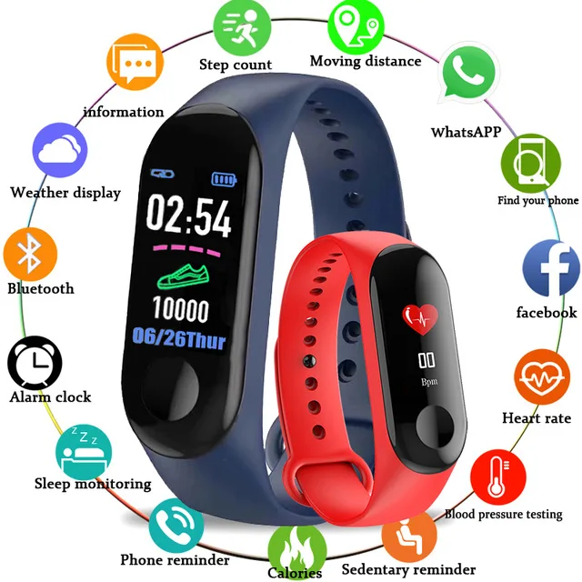 M3 цветной ips экран умный спортивный фитнес браслет кровяное давление трекер для