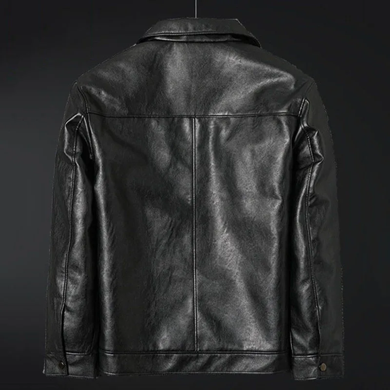 Мужская кожаная куртка модная винтажная мотоциклетная куртка-бомбер из