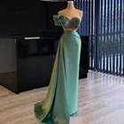 Женские атласные вечерние платья с бусинами, платье Дубая с длинным шлейфом, платье для торжества, арабское платье для свадьбы, новинка 2021, платья для выпускного вечера