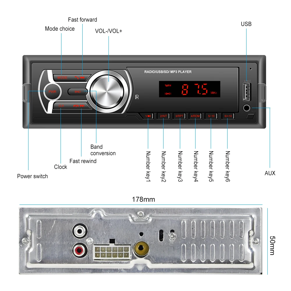 Автомагнитола AMPrime 1din автоаудио стерео Bluetooth авторадио FM/AUX/TF/USB с камерой заднего