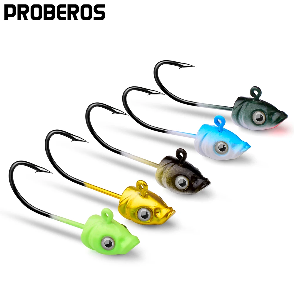 

PROBEROS 100 шт. рыболовные крючки с джиг-головкой 3.5g-5g-7g рыболовные крючки с бородкой металлические приспособления рыболовные крючки для мягких приманок рыболовные снасти