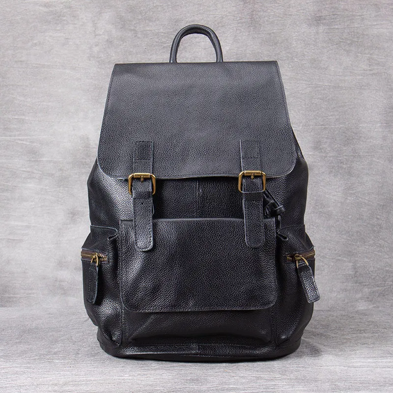 

Простая классическая сумка на плечо из натуральной кожи для мужчин и женщин, универсальный повседневный рюкзак из воловьей кожи в стиле рет...