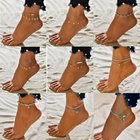 Женские простые регулируемые ножные браслеты, летние пляжные браслеты на лодыжку, цепочка для ног, украшения для ног, браслеты серебряного цвета