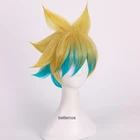 Парик для косплея LOL Ezreal the Prodigal Explorer, термостойкий искусственный волос с градиентом смешанных цветов, с шапочкой