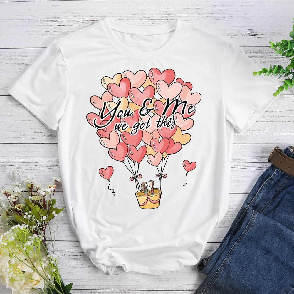 

Valentine Day Gift Womens T-shirt Love Heart Balloon Print Tees Clothing S-XXXL