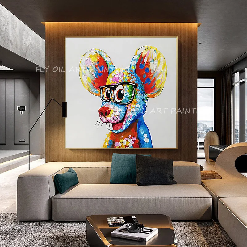 

100% ручная роспись, искусственное животное, искусственное масло для детской гостиной, коридора, украшение для стен, подарок