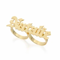custom name ring stainless steel customized double rings letter gold personality hip hop style women fashion punk ring gift