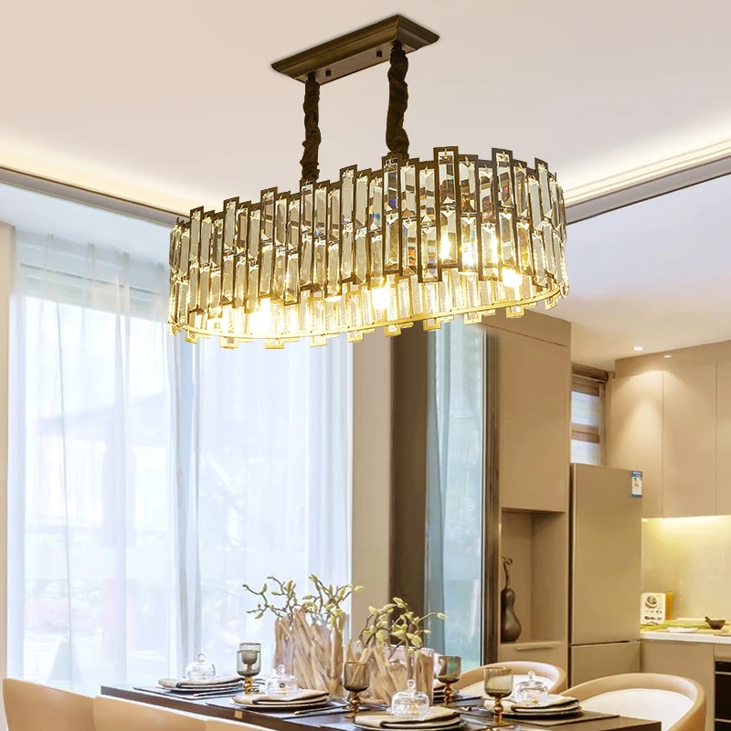 

Хрустальная люстра для столовой, роскошный светильник в стиле постмодерн, простой американский столовый стол, столовая, барная стойка
