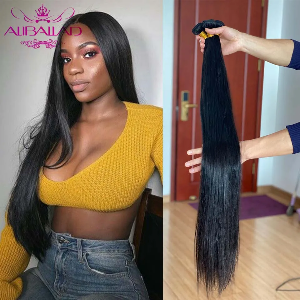 Pacotes de Cabelo Humano em Linha Extensões do Cabelo Reta Polegada Brasileiro Remy Cabelo Tecer Pacotes Natural Aliballad 30 32 34 36