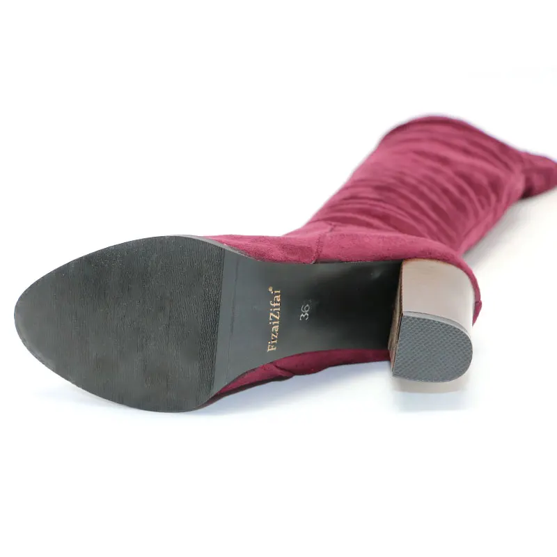 Сапоги женские выше колена на квадратном каблуке размеры 32-43 | Обувь