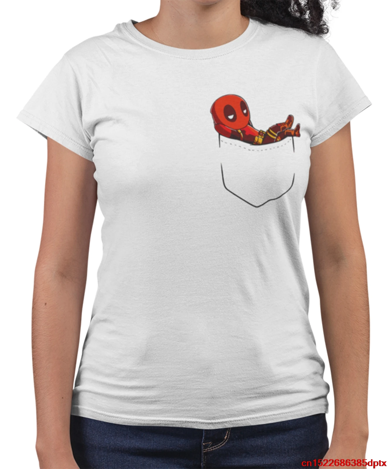 Футболка с карманом Dead Pool (не настоящий карман) красная белая футболка|Мужские