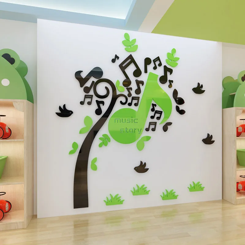 Акриловые Настенные Стикеры с нотами Новое поступление зеркальные настенные