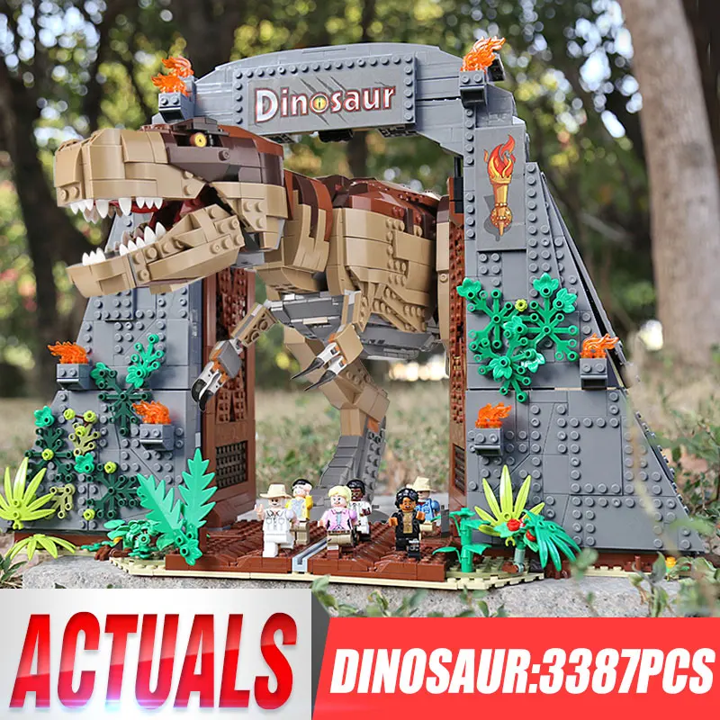 DHL 61001 креативные игрушки, совместимые с 75936 T. rex Rampage, игрушки динозавров, строительные блоки, кирпичи в сборе, Детский Рождественский подарок
