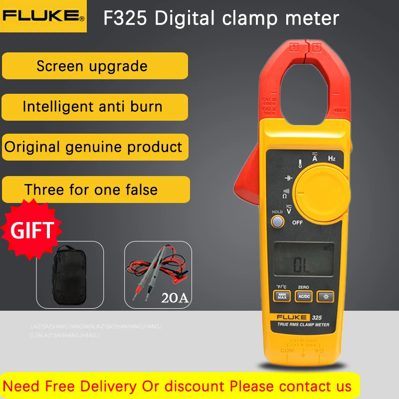 

Fluke 325 True-RMS Clamp Meter AC DC Current and Voltage Tester Resistor Capacitance Frequency Temperature Multimeter