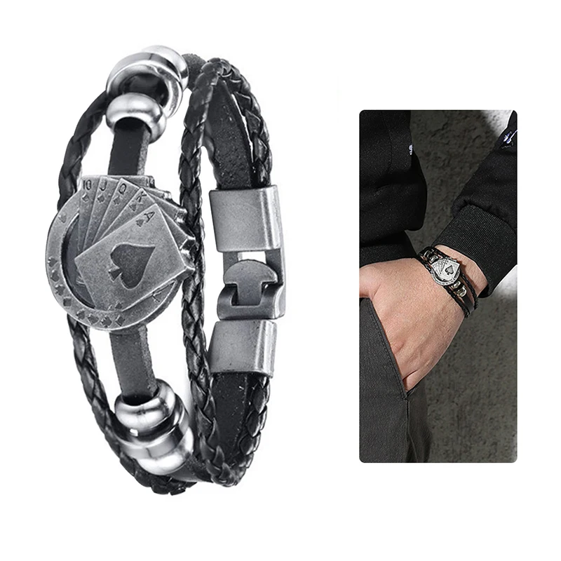 Мужской и женский кожаный браслет Vnox винтажный многоуровневый плетеный Raja Vegas со