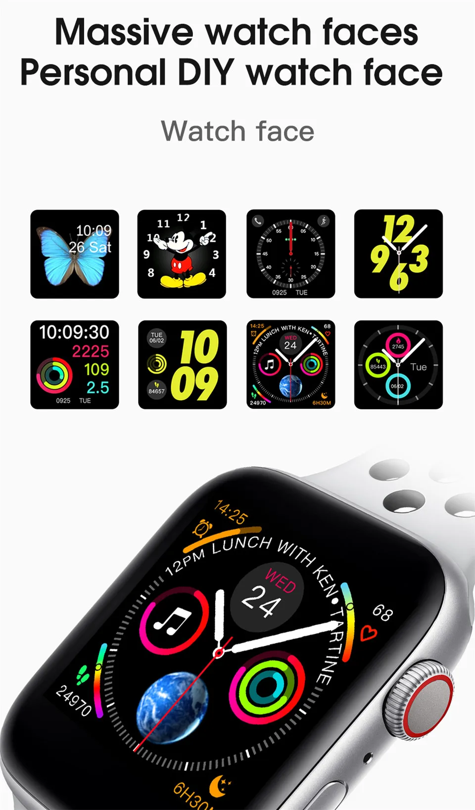 Умные часы Bluetooth Smart Watch Series 4 с пульсометром кровяное давление наручные часы для iOS Android samsung