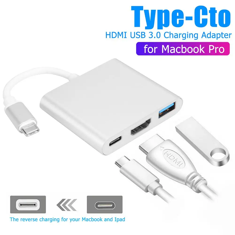 Адаптер USB C HUB Type to 4K HDMI Hub 3 0 отличный алюминиевый сплав серебряный корпус порт для