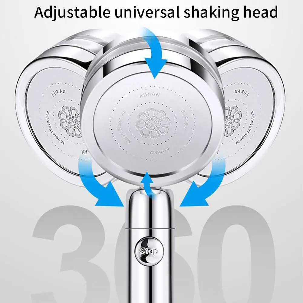 

Shower Head High Pressure Rain Bath Showers Adjustable Water Saving Showerhead Home Hotel Bathroom Sprayer One-Button Switch