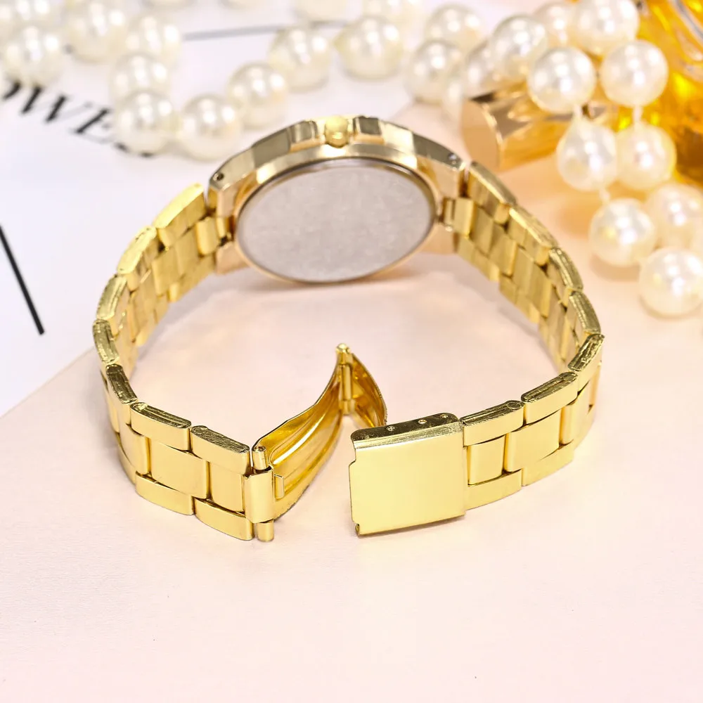 

Harajuku fashion trend Women Fashion Stainless Steel Band Analog Quartz Round Wrist Watch Watches Top fashion Popular Trend