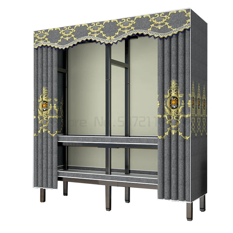 

Простой Тканевый шкаф для дома, спальни, стальная труба, усиленный прочный складной шкаф