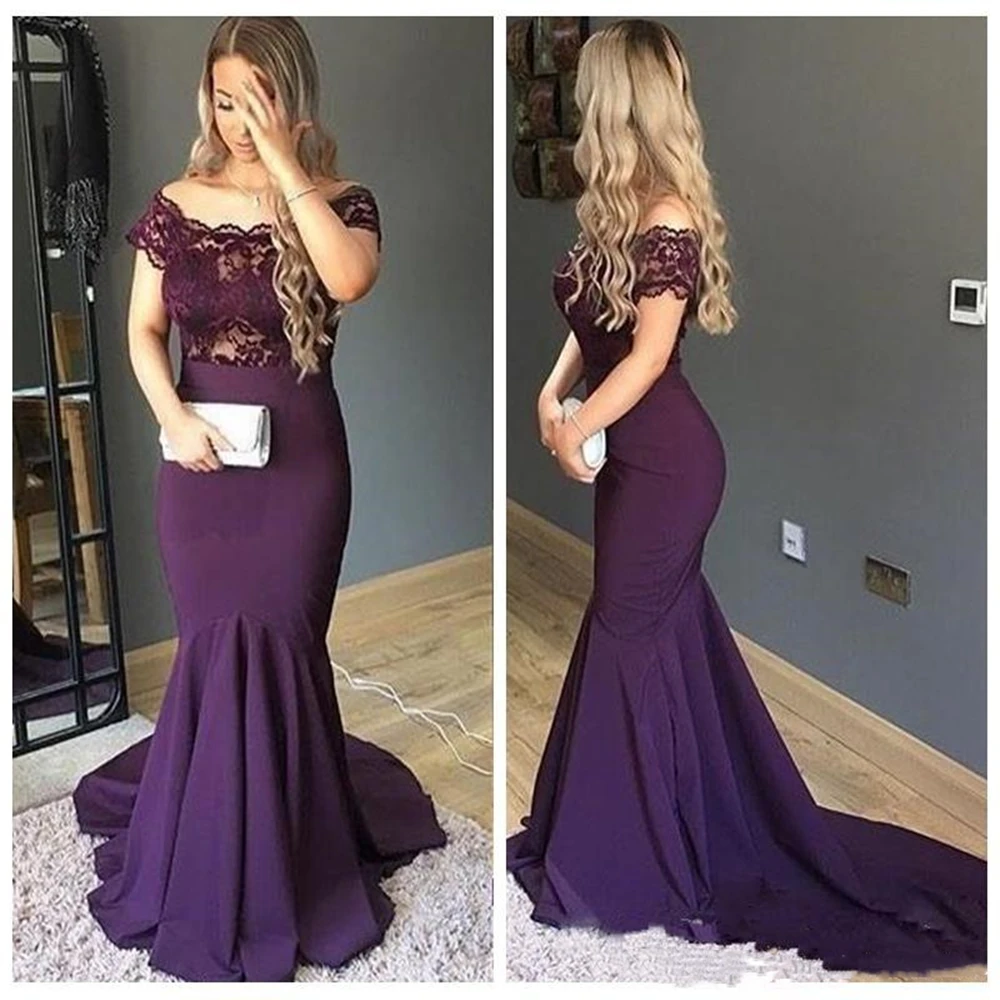

2020 Beautiful Mermaid Prom Dresses Lace Top Custom Formal Vestidos De Soiree Slim Top Sale Evening Party Gowns