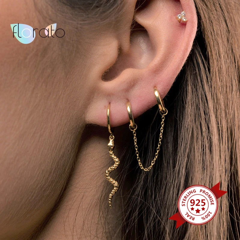 

925 Sterling Silver Hoop Earrings For Women Men Snake Animal Gold Silver Huggie Earrings Ear Jewelry Gifts Pendanties