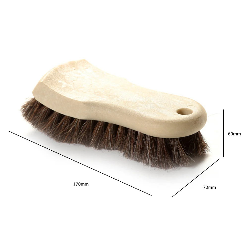 

Horsehair Leather Cleaning Brush Car Interior Detailing Brush with Horse Hair Bristles Plastic Handle Car Washing Accessories