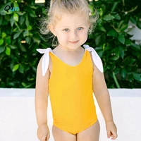 qunq backless baby girls swimwear one piece bow kids swimming suits 2021 new summer toddler children suspender beachwear
