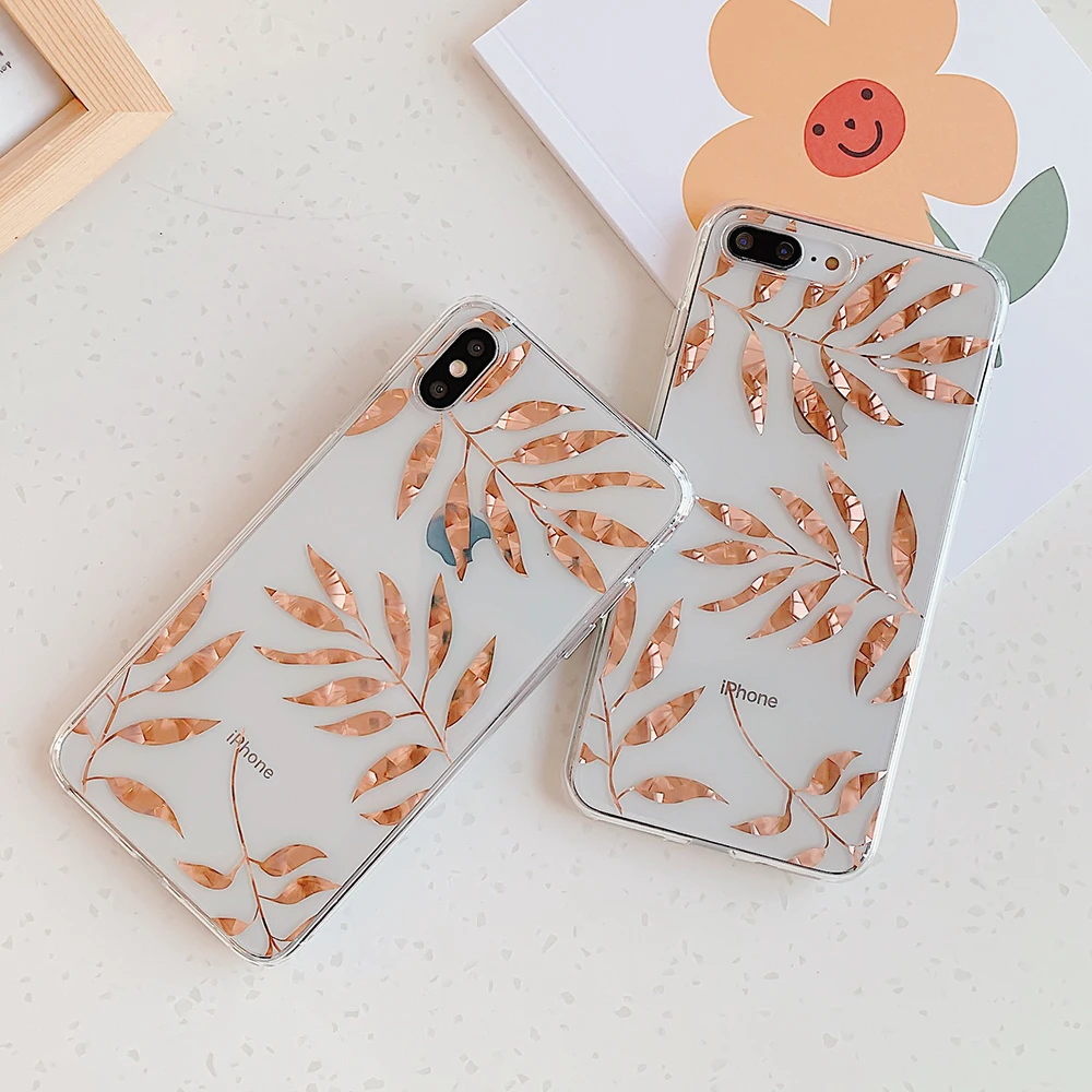 LOVECOM листья и ананас Прозрачный чехол для телефона для iPhone 11 Pro Max XR XS Max 7 8 Plus X Прозрачная мягкая Гальваническая задняя крышка