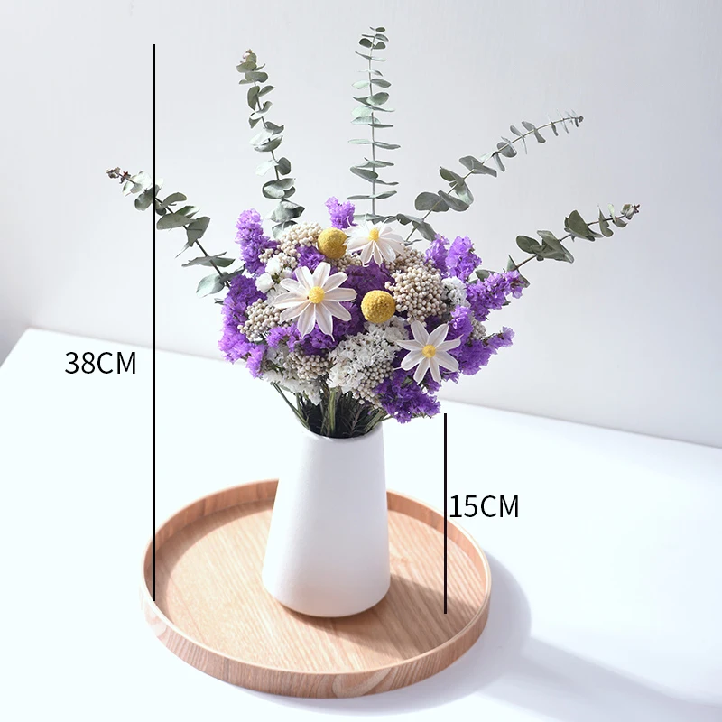 

Dried Flower Table Centerpieces Nordic Home Bedroom Decor Forever Rose Plant Artificial Orchid Eucalyptus Leaves Handicraft