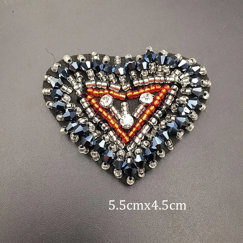 3D ручной работы нашивки со стразами и бисером сердце любовь пришить Кристалл