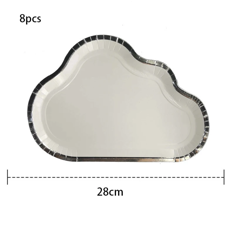 8pc Cloud Plate Радужная тема посуда для вечеринки в честь Дня рождения одноразовые тарелки чашки рождественские цветные чашки тарелки для вечеринок деко вечерние принадлежности - Цвет: 8pc Cloud Plate