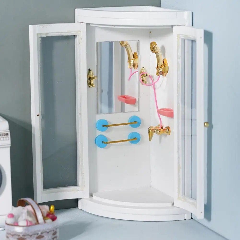 

Doll House Mini Bathroom Miniature 1:12 Dollhouse Miniature Furniture Simulation White Bathroom Shower Room