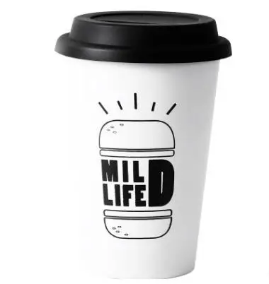 

Nordic style black and white stainless steel cup creative household handy cup with cover anti drop coffee cup straw cup mugs