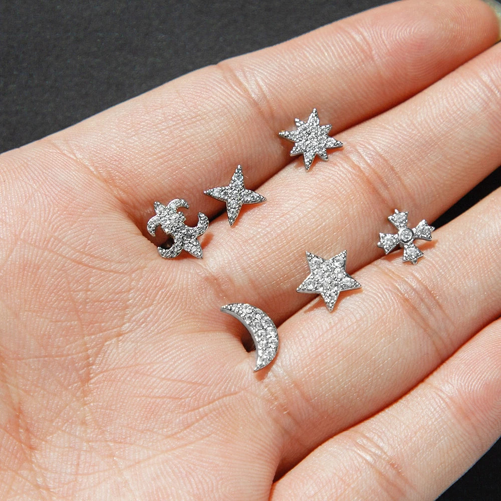 Серьги гвоздики для пирсинга на хрящевой основе завитка ушной раковины козелка