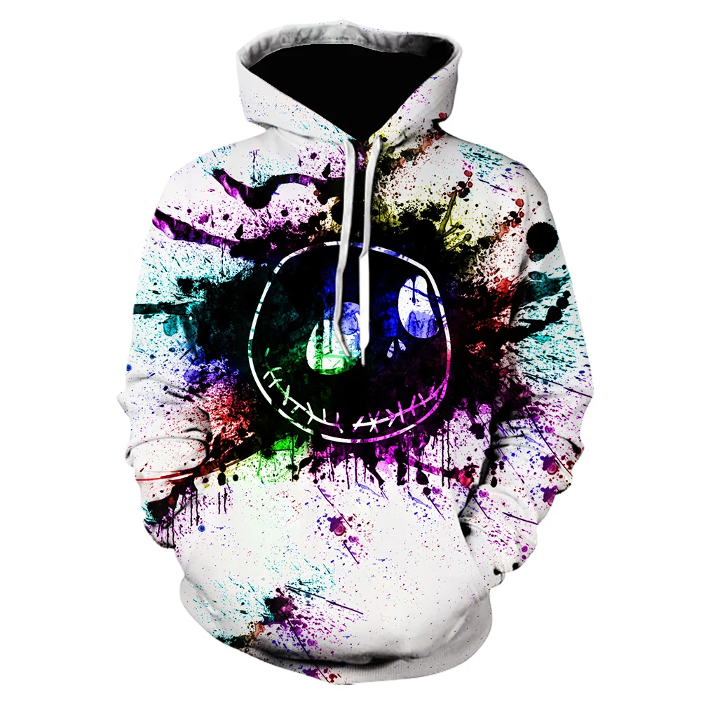 

New little skull head anime hunting fashion clothing punk heavy metal style hooded 3D printing men's women's children's sweater
