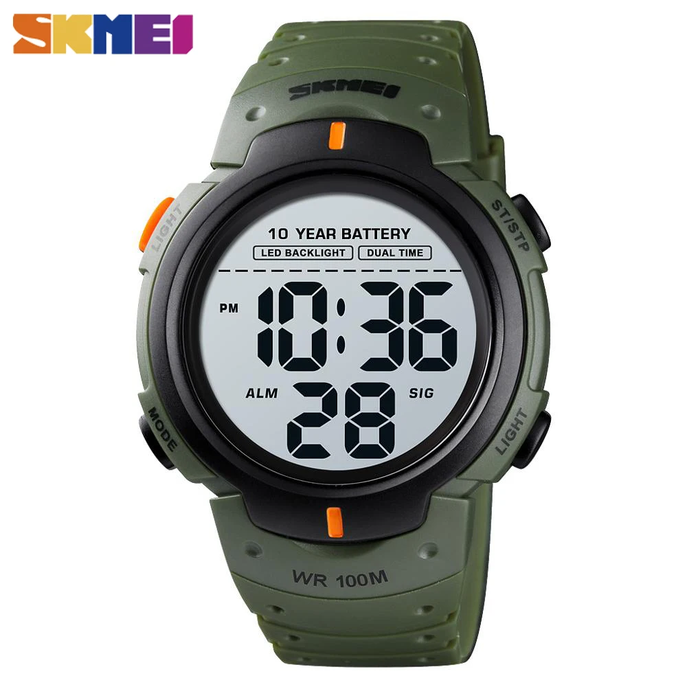

Часы мужские SKMEI, с аккумулятором 10 лет, 100 м, водонепроницаемые, с будильником светодиодный, цифровые, мужские наручные часы 1560